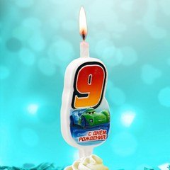 Свеча "9" Тачки, 10 см.