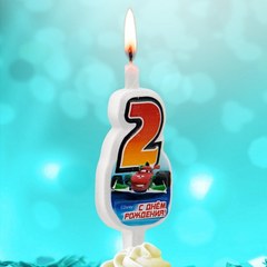 Свеча "2" Тачки, 10 см.