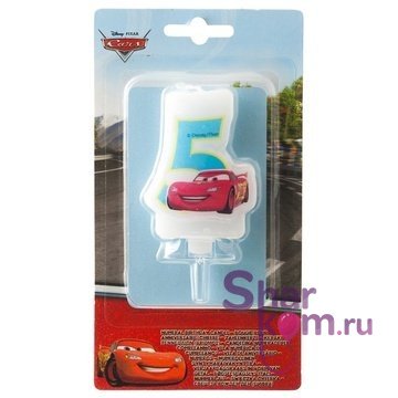 Свеча "5" Весёлые Тачки, 6 см.