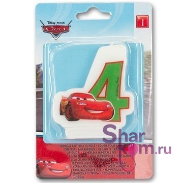 Свеча "4" Весёлые Тачки, 6 см.