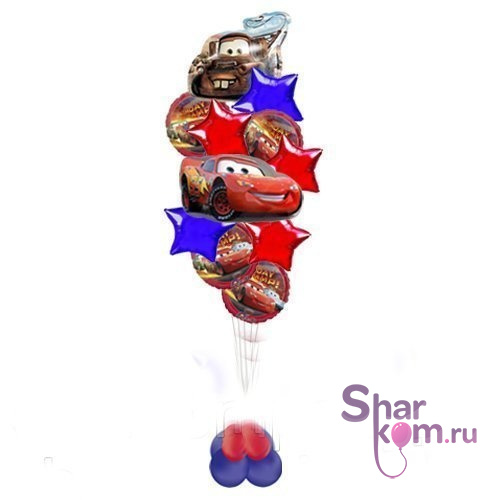 Композиция из шаров "С днём Рождения,гонщик"