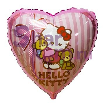 Фольгированное сердце "Hello Kitty с бантом"