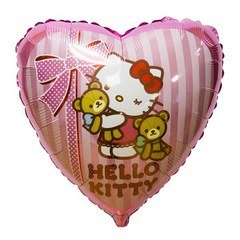Фольгированное сердце "Хеллоу Китти (Hello Kitty) с бантом"