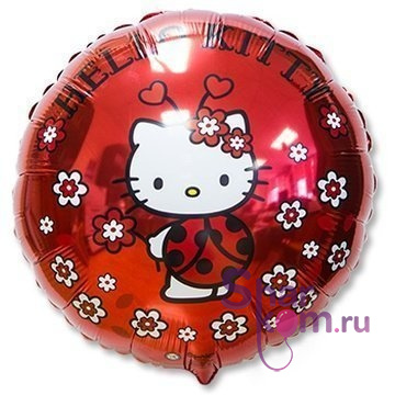 Фольгированный круг "Красный Хеллоу Китти (Hello Kitty)"
