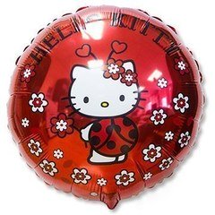 Фольгированный круг "Красный Хеллоу Китти (Hello Kitty)"