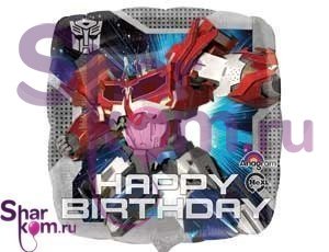 Фольгированный Квадрат "Happy Birthday" Optimus Prime