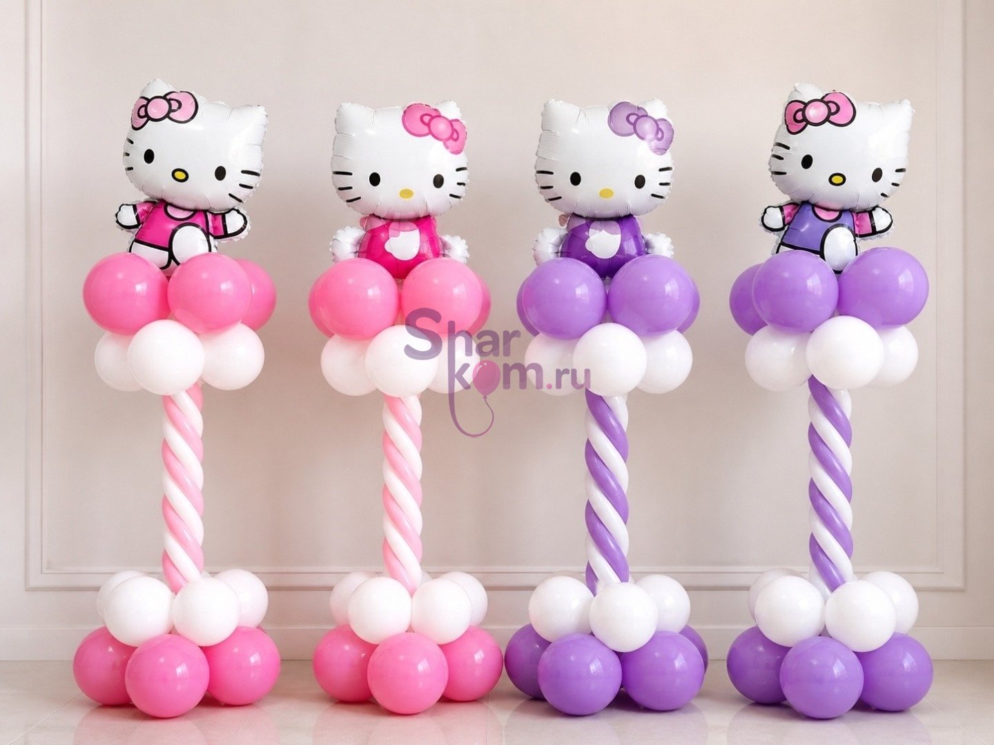 Композиция из шаров "Хеллоу Китти (Hello Kitty) в сборе"