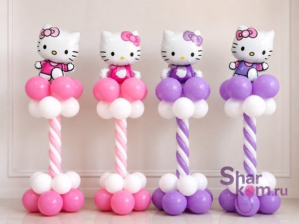 Композиция из шаров "Хеллоу Китти (Hello Kitty) в сборе"