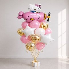 Композиция из шаров "Хеллоу Китти (Hello Kitty) и вертолёт"
