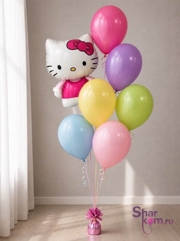 Композиция из шаров "Хеллоу Китти (Hello Kitty).Ассорти"