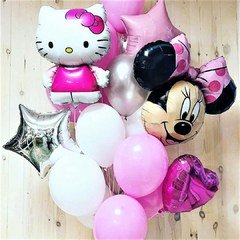 Композиция из шаров "Микки Маус и Хеллоу Китти (Hello Kitty)"