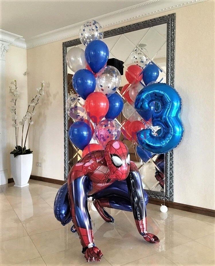 Композиция из шаров "Человек-паук и цифра"
