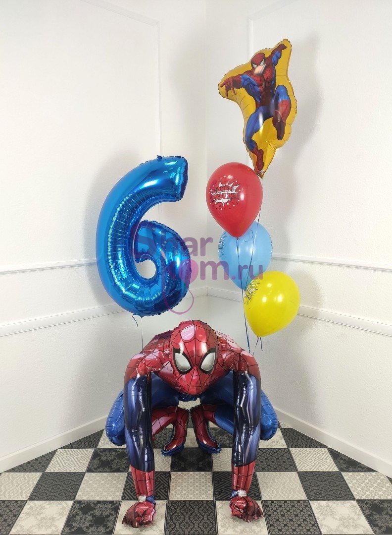 Композиция из шаров "Человек-паук,с праздником!"