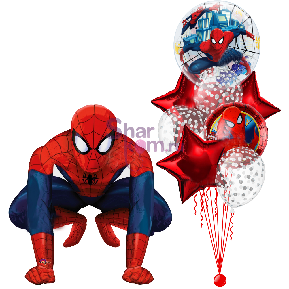 Композиция из шаров "Человек-паук,поздравляю тебя!"