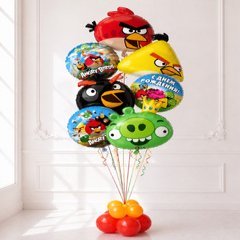 Композиция из шаров "Энгри Бердс (Angry Birds),с праздником"