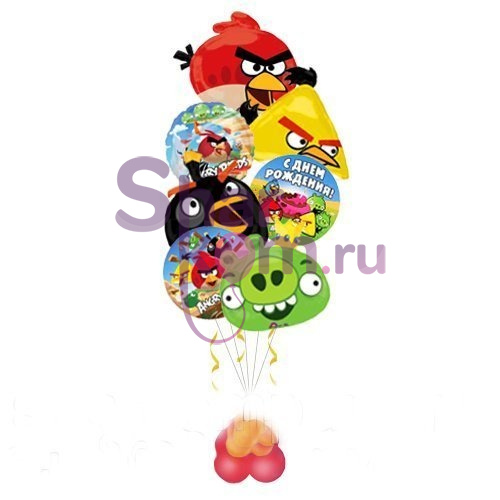 Композиция из шаров "Angry Birds,с праздником"
