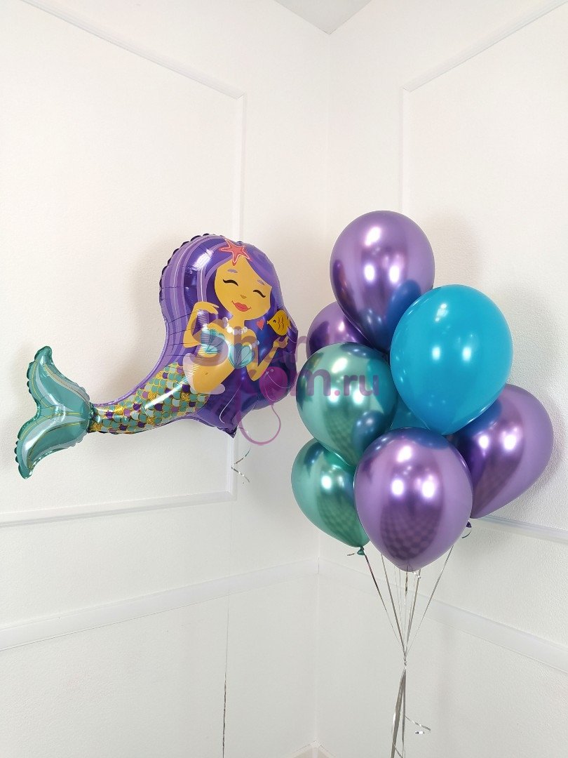 Композиция из шаров "Русалка с фиолетовыми волосами"