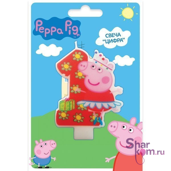 Свеча 1 "Свинка Пеппа" 8 см.