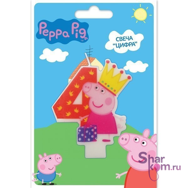 Свеча 4 "Свинка Пеппа" 8 см.