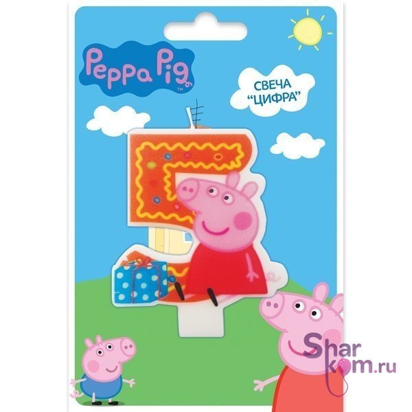 Свеча 5 "Свинка Пеппа" 8 см.