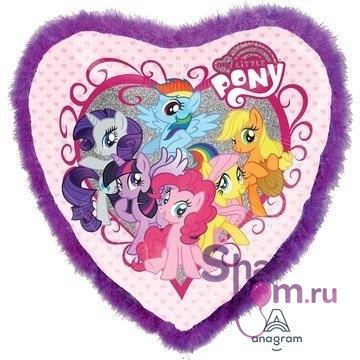 Фольгированное сердце с перьями "Мой Маленький Пони (My little Poni)"