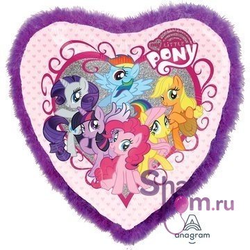Фольгированное сердце с перьями "Мой Маленький Пони (My little Poni)"