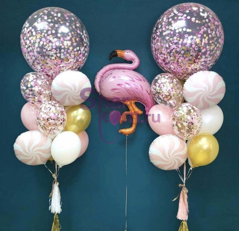 Композиция из шаров "Красочное фламинго"