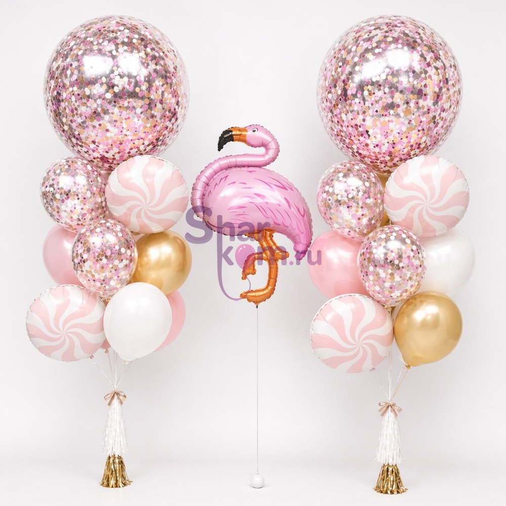 Композиция из шаров "Красочное фламинго"