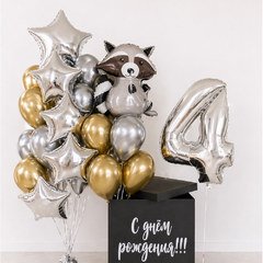 Коробка с шарами Сюрприз "Енот"