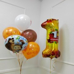 Композиция из шаров "В школу с Машей и Медведем!"