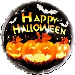 Фольгированный круг "Счастливого Хэллоуина" (HAPPY HALLOWEEN) Тыквы