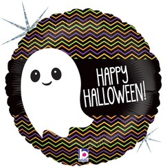Фольгированный круг "Счастливого Хэллоуина" ( HAPPY HALLOWEEN) Привидение