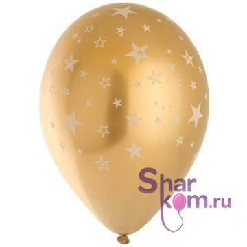 Шар хром 30 см "Золото звезды"