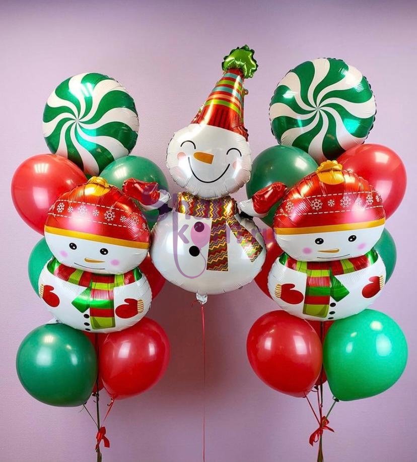 Композиция из шаров "Веселые снеговики!"