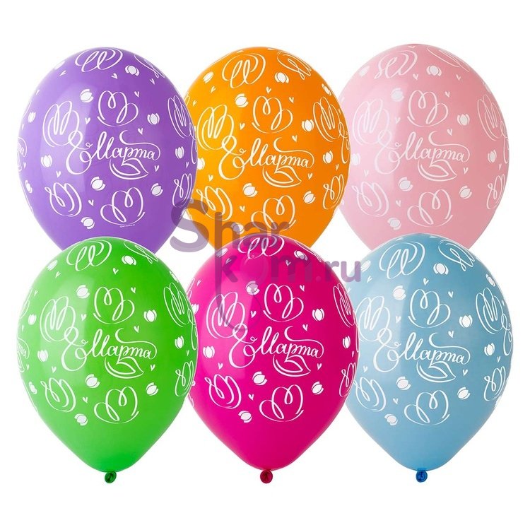 Воздушные шары "8 Марта Тюльпаны", шелкография