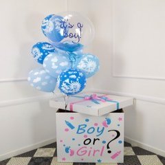 Коробка с шарами Сюрприз "Мальчик или Девочка"(Boy or Girl) c Баблсом