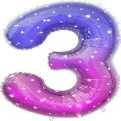 "Цифра 3", Сияющий космос, Сиреневый, Градиент