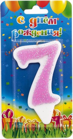 Свеча "Цифра 7", с блестками, 8 см