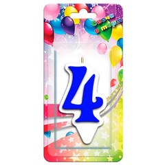 Свеча "Цифра 4" Белая окантовка, 9 см
