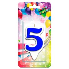 Свеча "Цифра 5" Белая окантовка, 9 см