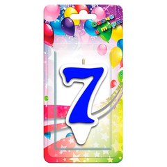 Свеча "Цифра 7" Белая окантовка, 9 см
