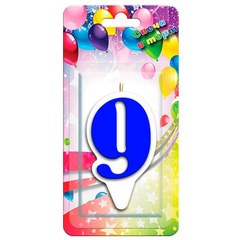 Свеча "Цифра 9" Белая окантовка, 9 см
