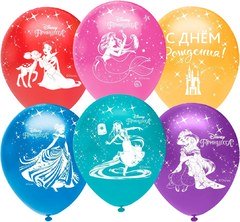 Воздушный Шар 30 см. "Принцессы Диснея" С Днем Рождения! Ассорти