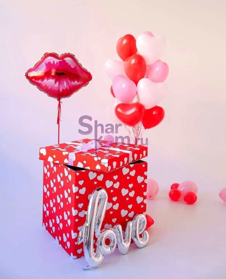 Коробка с шарами Сюрприз "Valentines Day" Лаффф