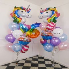 Композиция из шаров "Два фонтана и цифра 6"