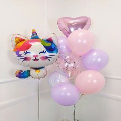 Композиция из шаров "Котик единорожка"