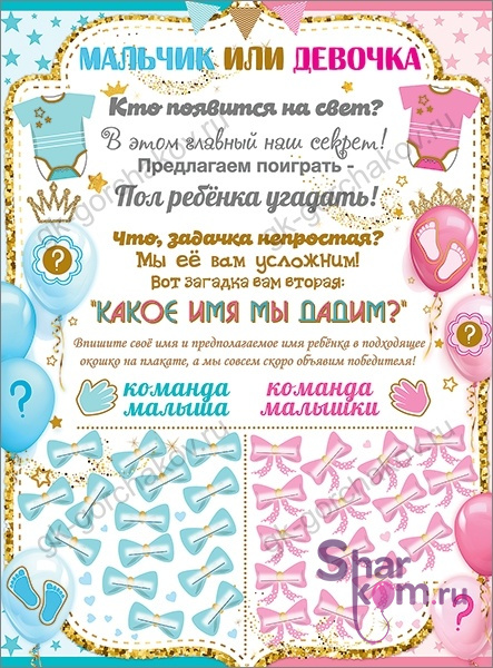 Плакат Мальчик или Девочка? (Игра), 44*60 см