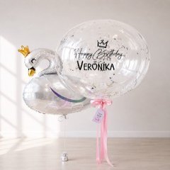 Композиция из шаров "Серебряный лебедь"