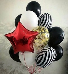 Композиция из шаров "Красная звезда с полосками"