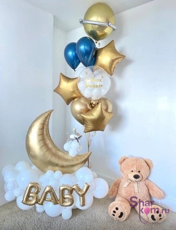 Композиция из шаров "Фонтан на стойке Малыш" (Baby)